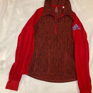 Adidas red climalite long sleeve pull over ladies size medium